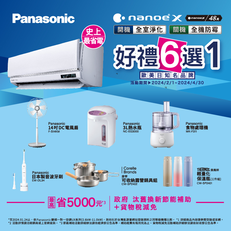 Panasonic好禮6選1
